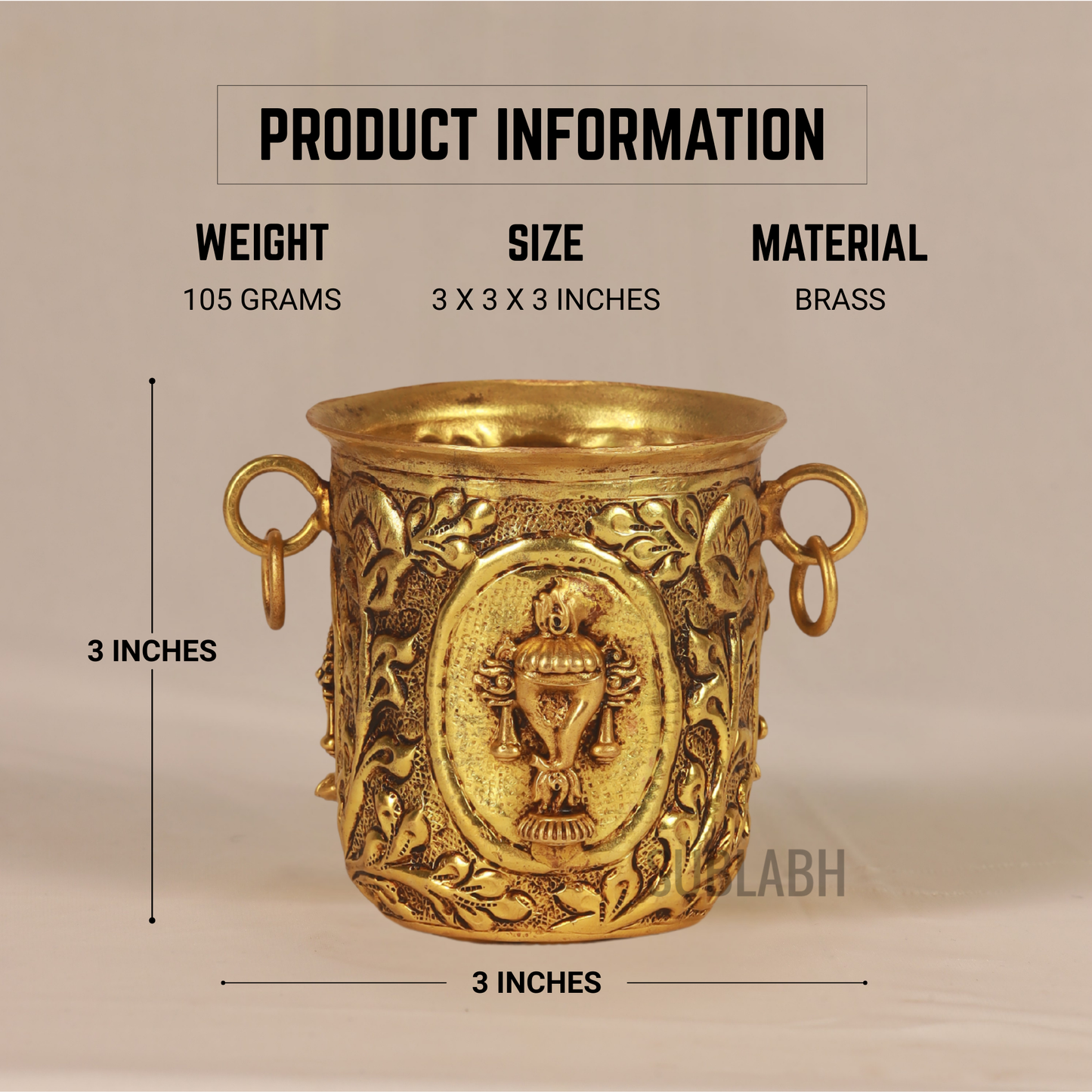 Brass Tumbler with Śaṅkh Chakra Nama