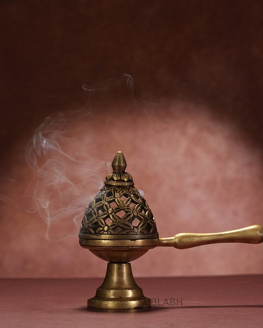 Sublabh Home Purifying Brass Dhuna – Traditional Loban Burner & Sacred Dhuni Diffuser with Comfort Handle