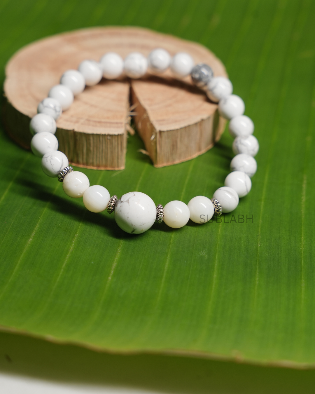 Premium Cancer (Karka Rashi) Moon Energy Bracelet – White Howlite & White Agate Calming Band