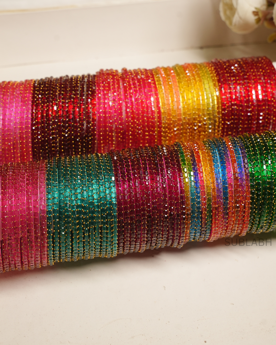Bahaar Bangles - Double Dotted with Space between the two (Dozen)