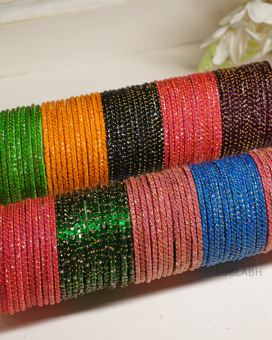 Bahaar Bangles - Spaced Double Dotted with Ridges(Dozen)
