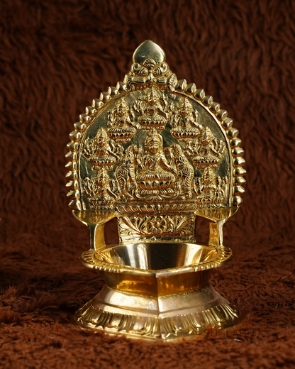 Sublabh Royal Ashtalakshmi Brass Vilakku – Nine-Wick Eight Goddesses Wealth Lamp