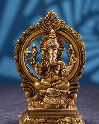 Sublabh Premium Golden Brass Lord Ganesha Idol – Sacred Vighnaharta Prosperity & Wisdom Statue