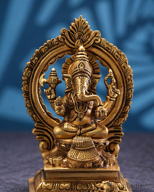 Sublabh Premium Golden Brass Lord Ganesha Idol – Sacred Vighnaharta Prosperity & Wisdom Statue