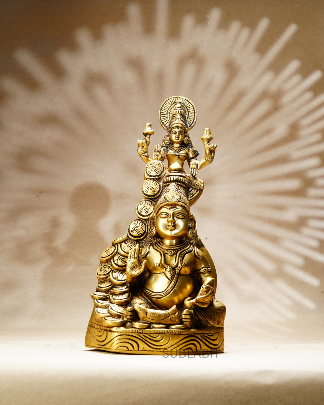 Sublabh Pure Brass Kuber Lakshmi Statue – Sacred Union of Divine Wealth, Success & Abundance