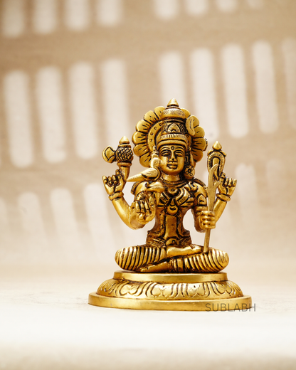 Sublabh Pure Brass Kamakshi Amman Idol – Fine Detailed Antique Glossy Gold Devi Statue (4")