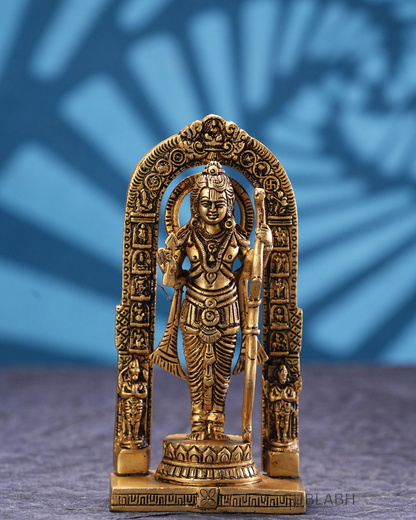 Sublabh Pure Brass Ayodhya Ram Lalla Idol – Magnificently Handcrafted Child-God Shri Ram Statue with Prabhavali (6")