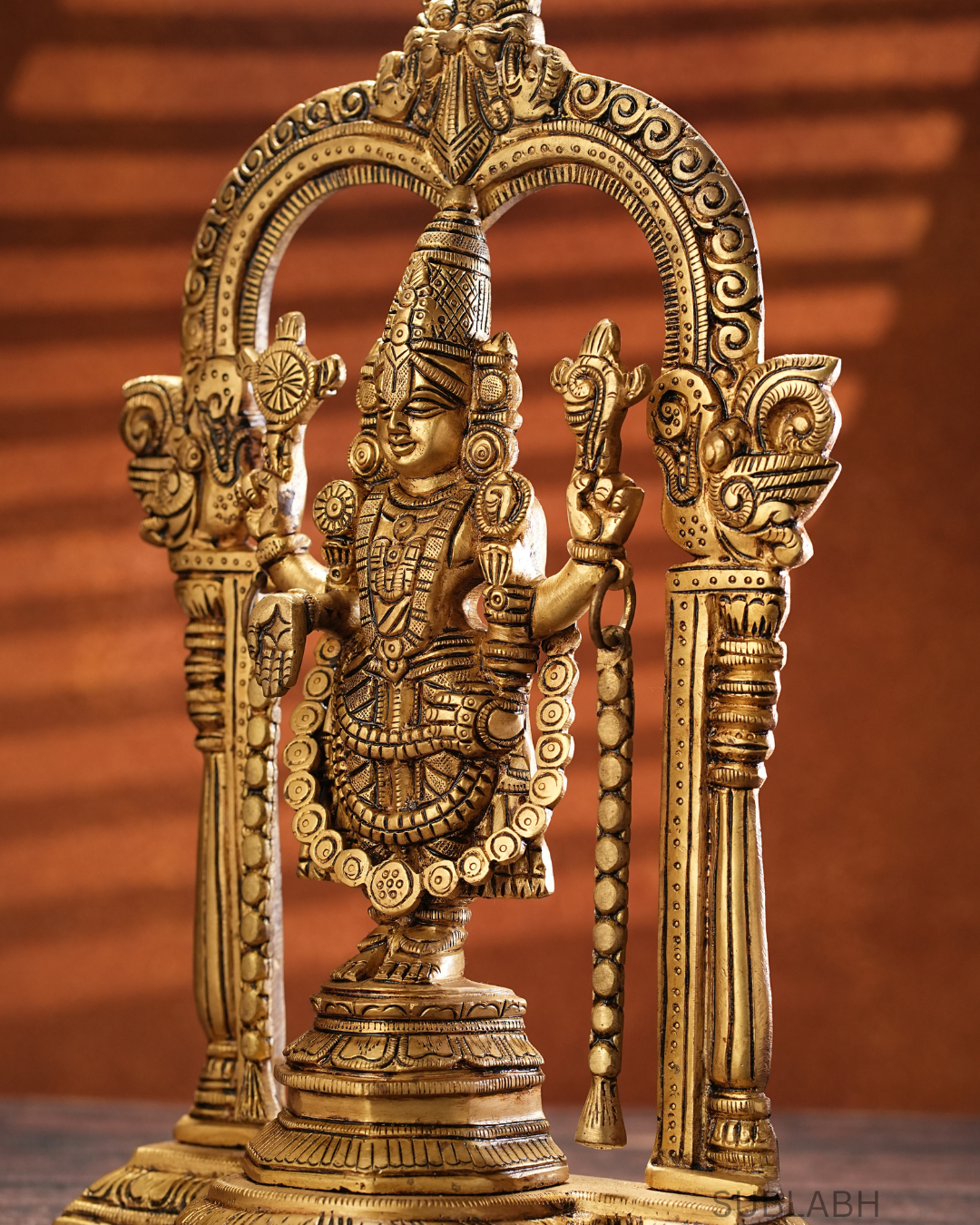 Sublabh Pure Brass Chaturbhuja Maa Lakshmi Idol – Exquisite Four-Armed Goddess of Wealth & Prosperity