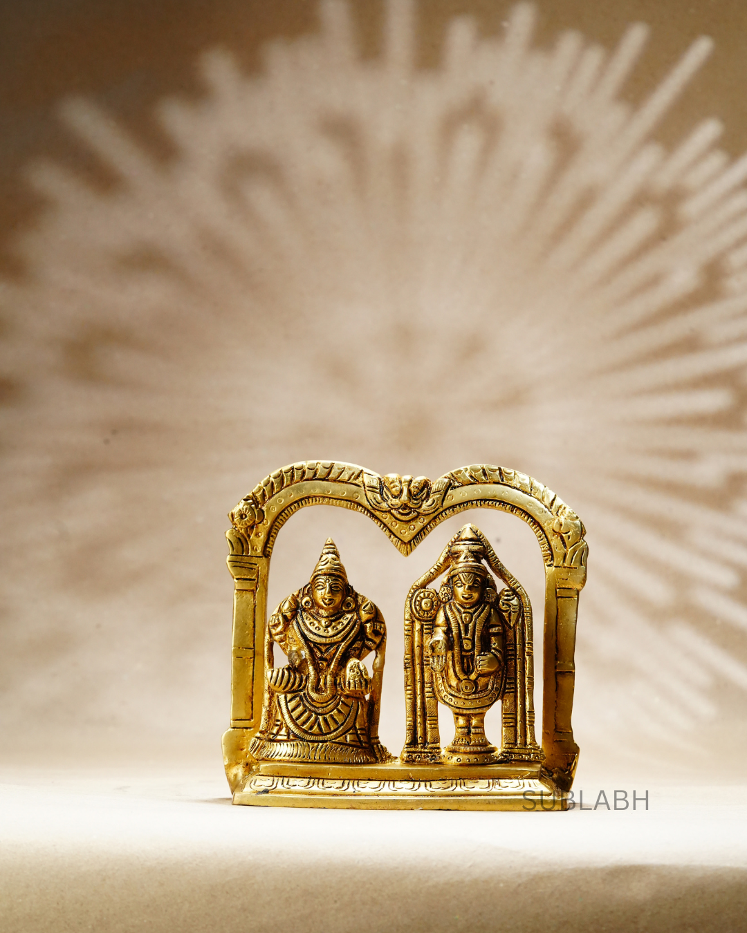 Sublabh Ornate Brass Tirupati Balaji and Devi Padmavati Set – Sacred Divine Couple Statue for Wealth, Fortune & Harmony