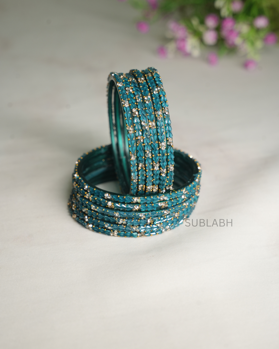 Bahaar Bangles - Clustered Gemstone with dots(Dozen)