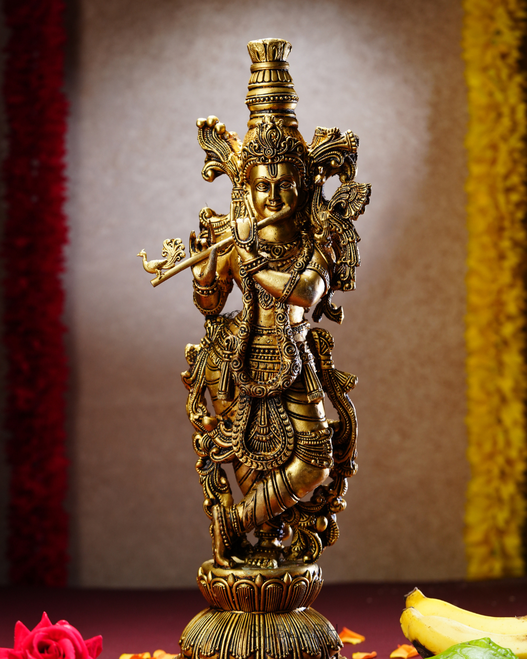 Sublabh Grand 2.5-Foot Brass Lord Krishna Statue – Exclusive Tribhanga Murari Flute Playing