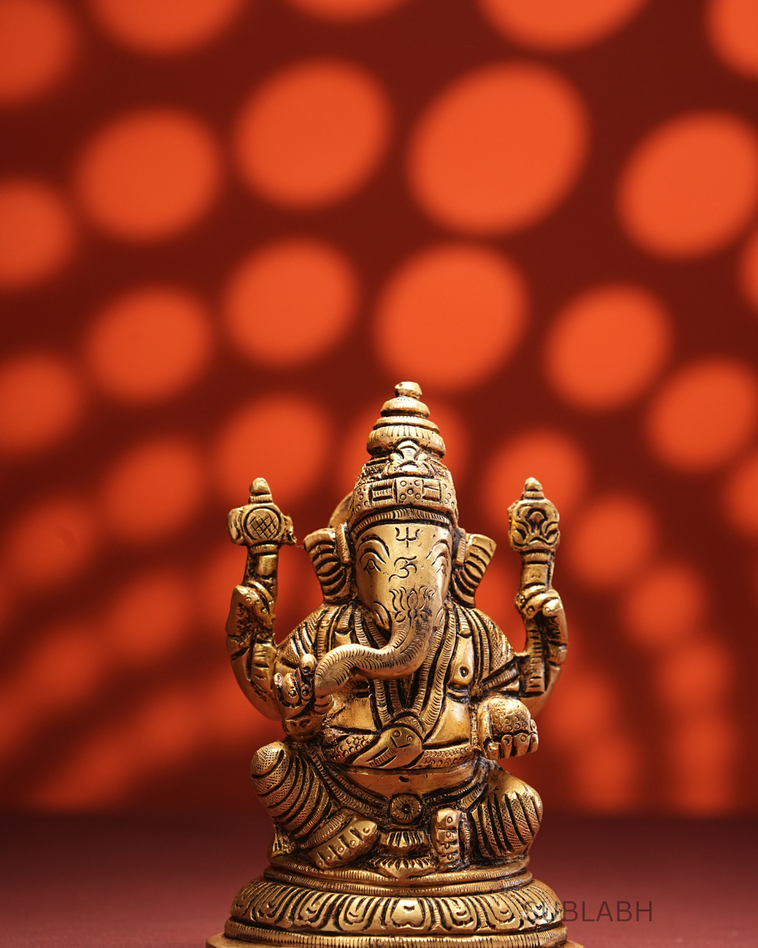 Sublabh Premium Brass Lord Ganesha Idol – Meditative Sitting Ganapati Statue for Wisdom & Prosperity