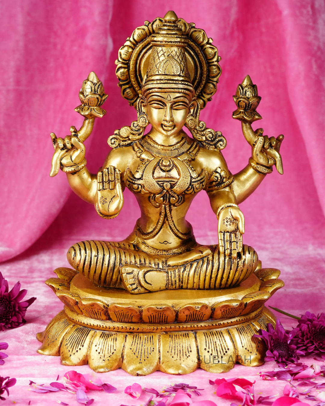 Sublabh Royal Heavy Brass Dhana Lakshmi Idol – Handcrafted Goddess of Wealth & Material Abundance