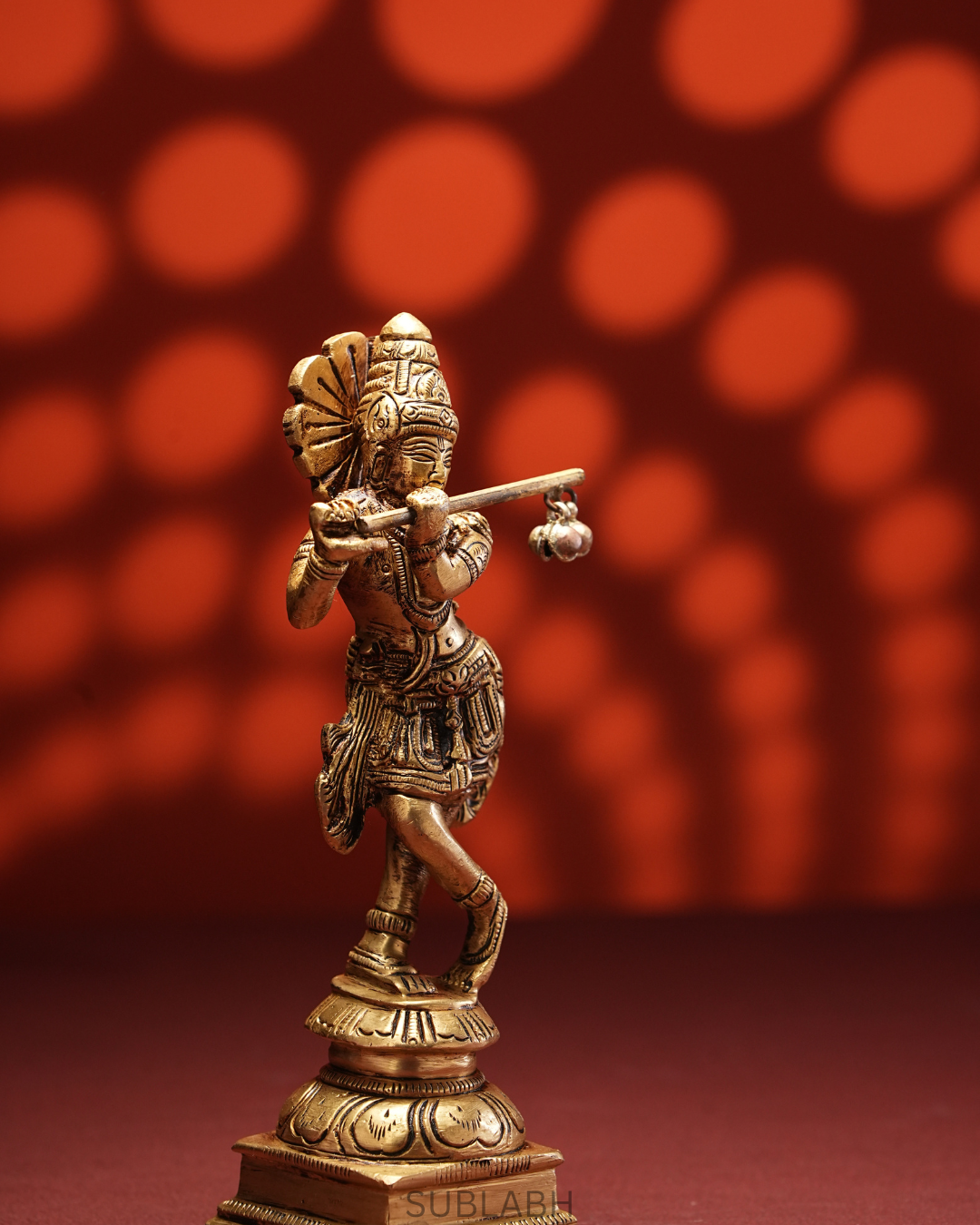 Sublabh Grand 2.5-Foot Brass Lord Krishna Statue – Exclusive Tribhanga Murari Flute Playing