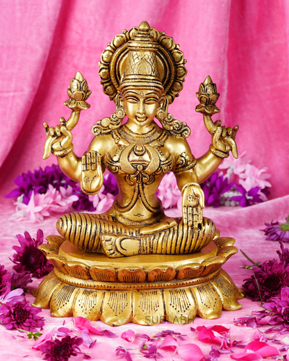 Sublabh Royal Heavy Brass Dhana Lakshmi Idol – Handcrafted Goddess of Wealth & Material Abundance