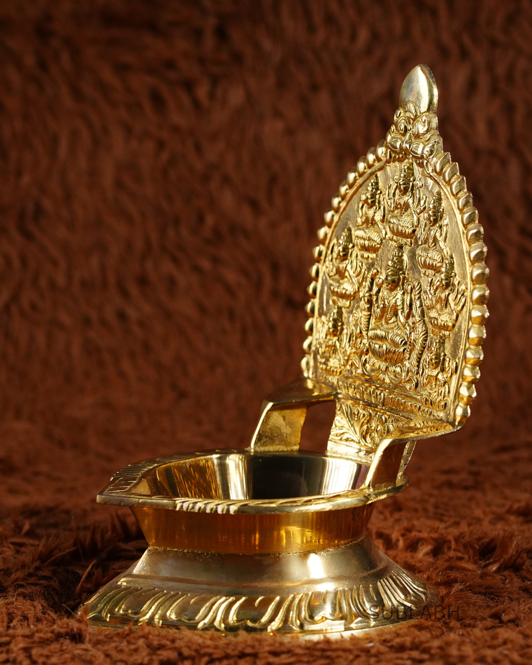 Sublabh Royal Ashtalakshmi Brass Vilakku – Nine-Wick Eight Goddesses Wealth Lamp