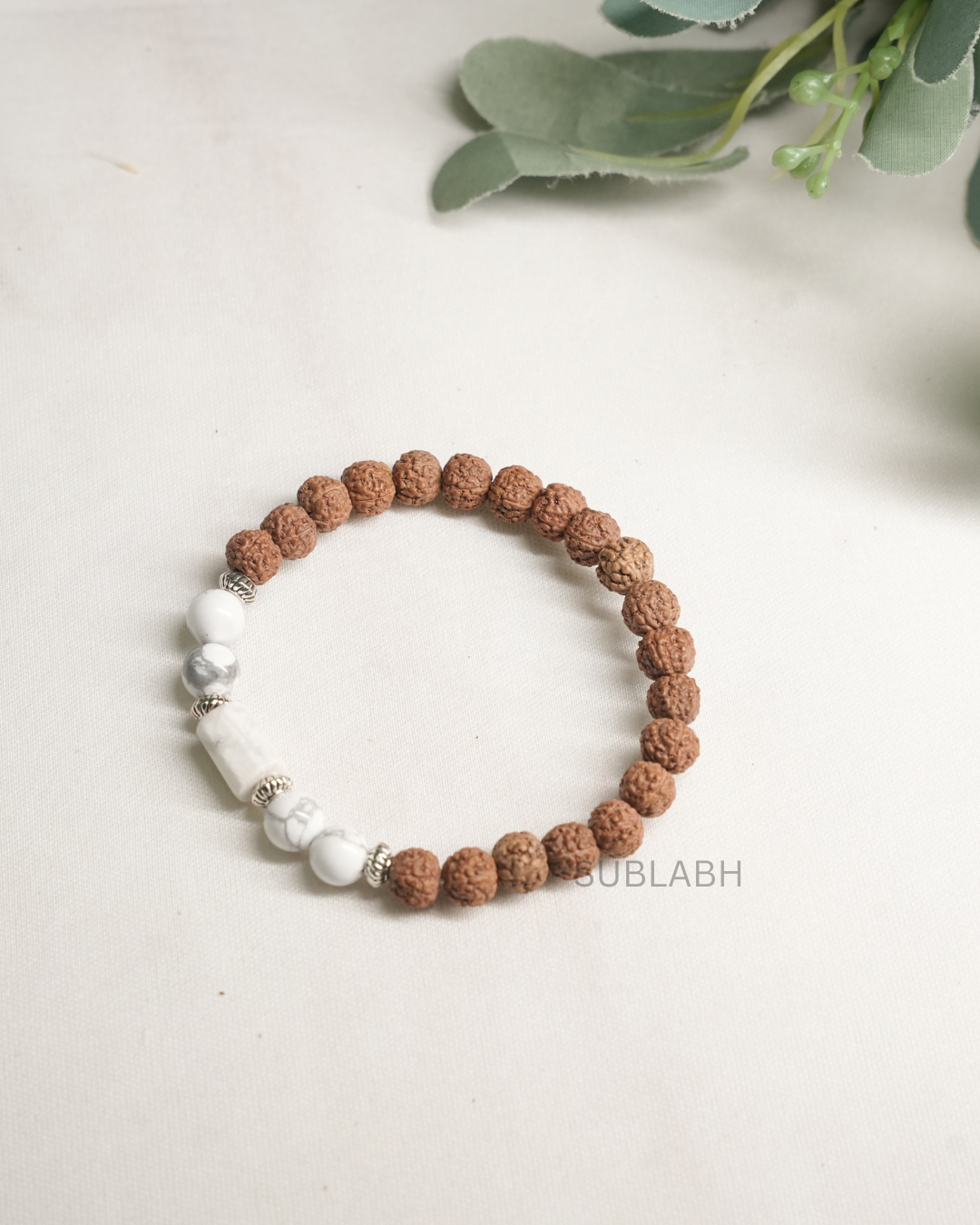 Premium Cancer (Karka Rashi) Moon Energy Bracelet – 5-Mukhi Rudraksha & Fresh Water Pearl Band