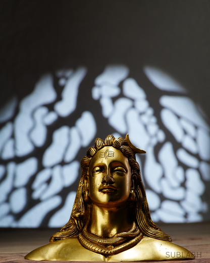 Sublabh Pure Brass Adiyogi Lord Shiva Idol – Handcrafted Meditative Bust Statue for Inner Strength & Transformation