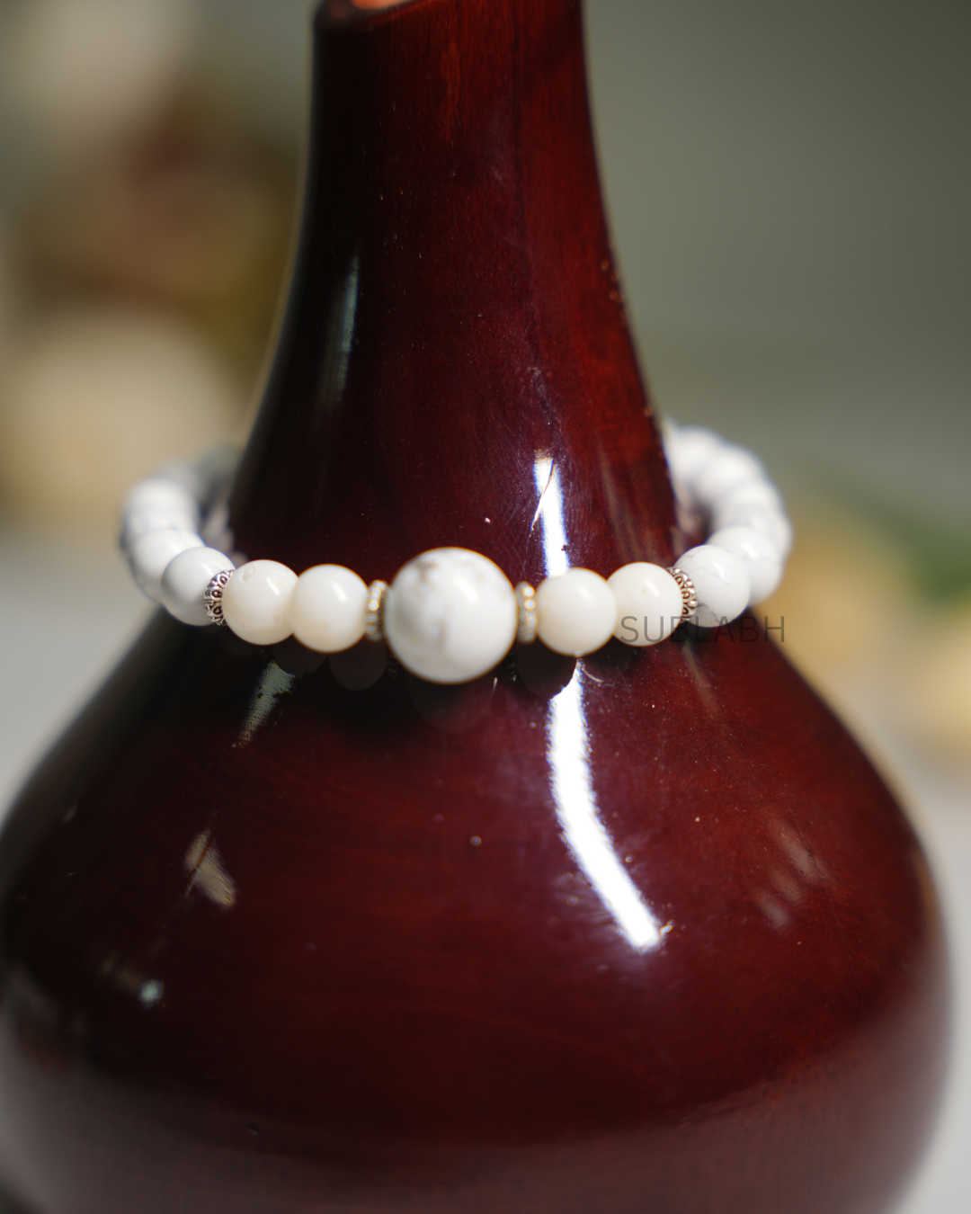 Premium Cancer (Karka Rashi) Moon Energy Bracelet – White Howlite & White Agate Calming Band