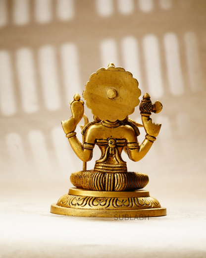Sublabh Pure Brass Kamakshi Amman Idol – Fine Detailed Antique Glossy Gold Devi Statue (4")