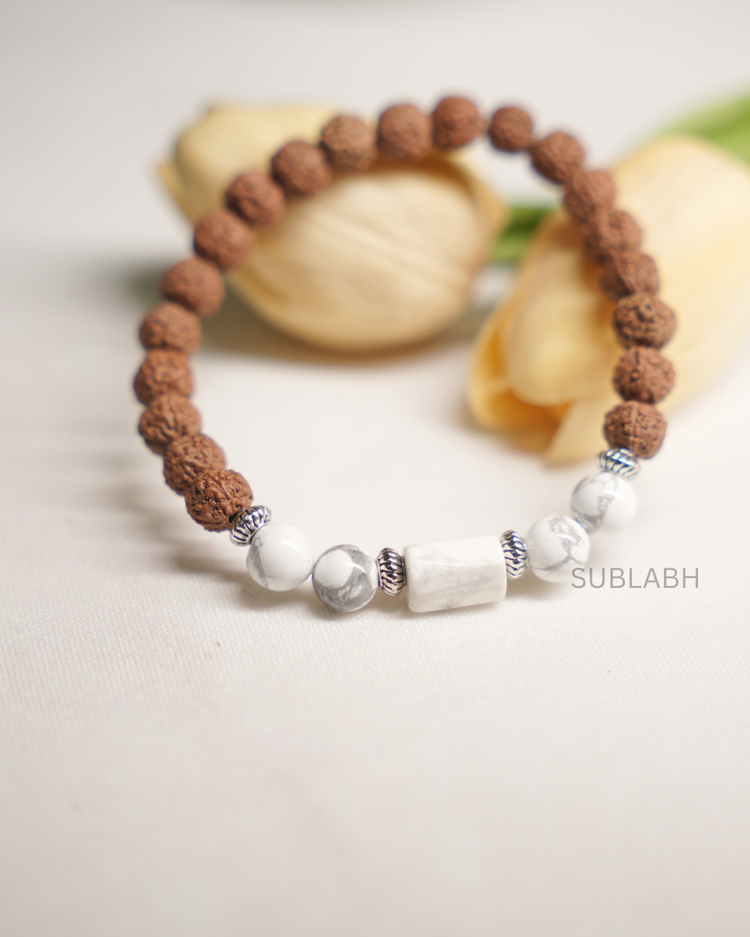 Premium Cancer (Karka Rashi) Moon Energy Bracelet – 5-Mukhi Rudraksha & Fresh Water Pearl Band