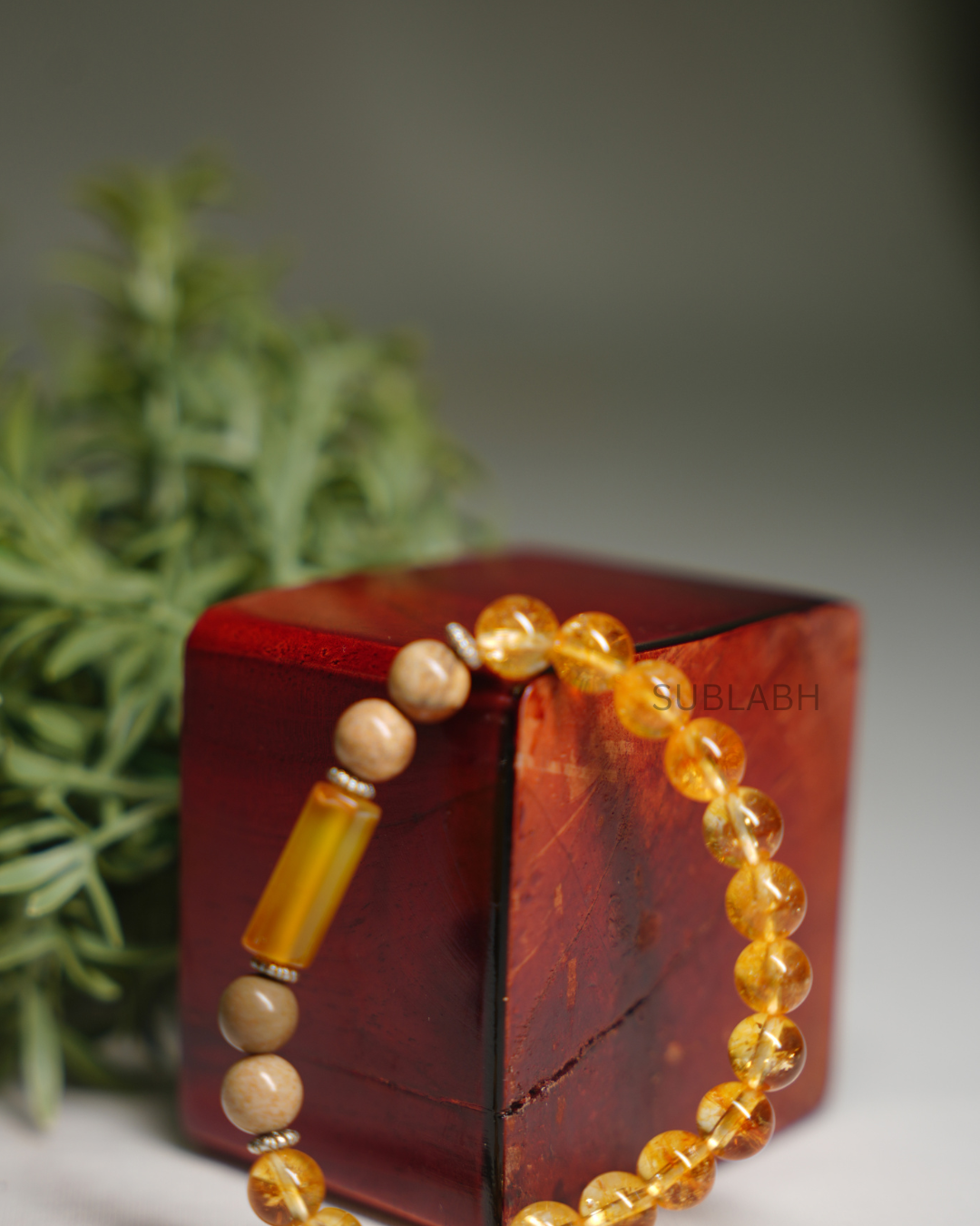 Premium Sagittarius (Dhanu Rashi) Citrine & Yellow Agate Success Bracelet | with Free Selenite Plate