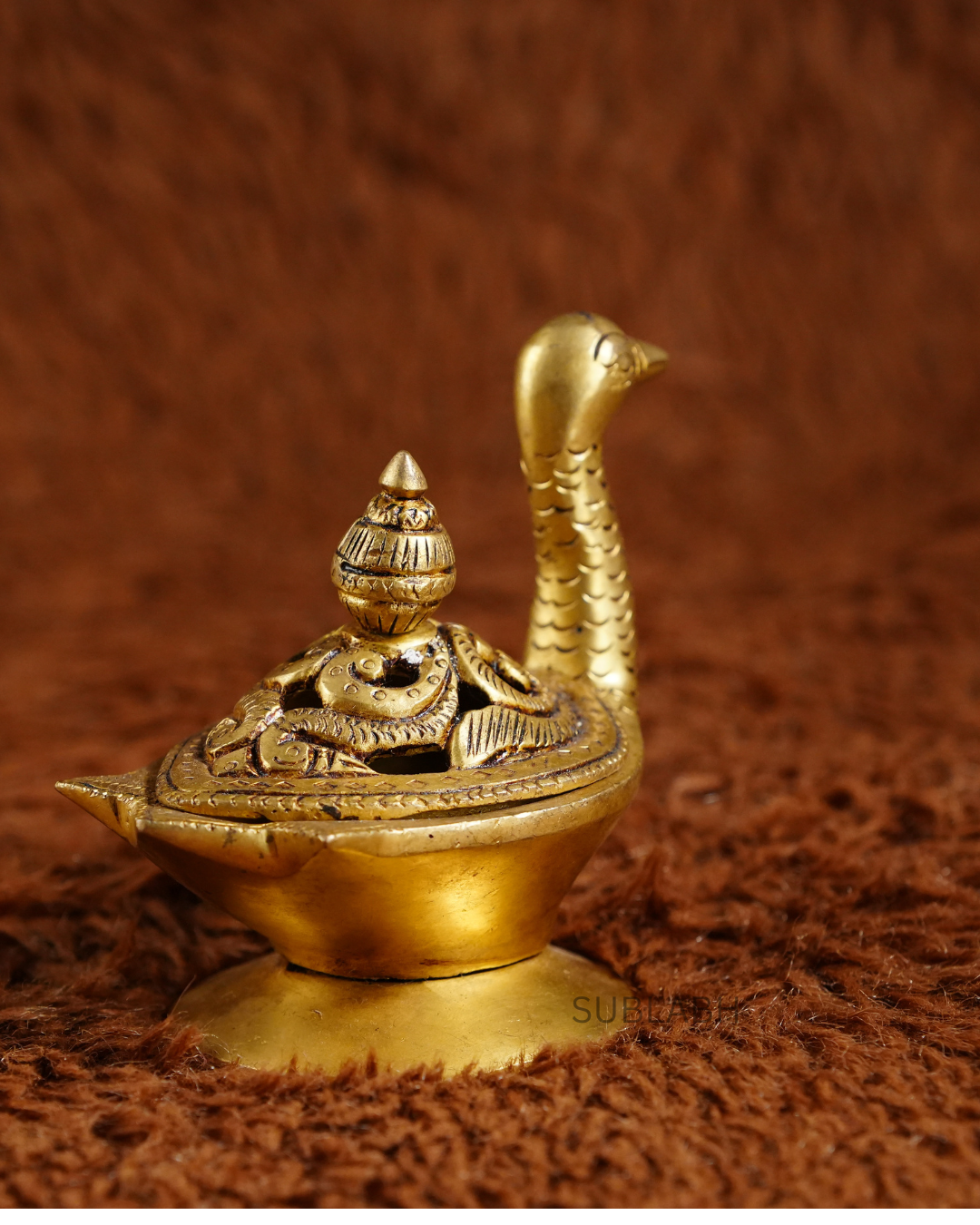 Sublabh Majestic Peacock Brass Dhoop Dani – Handcrafted Royal Incense Burner & Diffuser